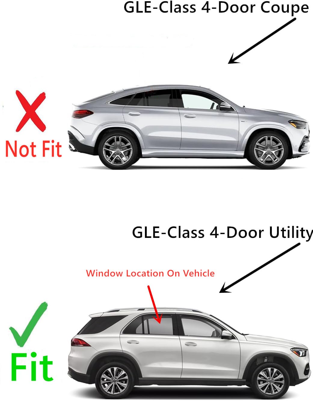 Tempered Passenger Right Side Rear Door Window Door Glass Compatible with Mercedes Benz GLE-Class GLE350 GLE43 GLE450 GLE53 GLE580 GLE63 2020-2025 4-Door SUV Models