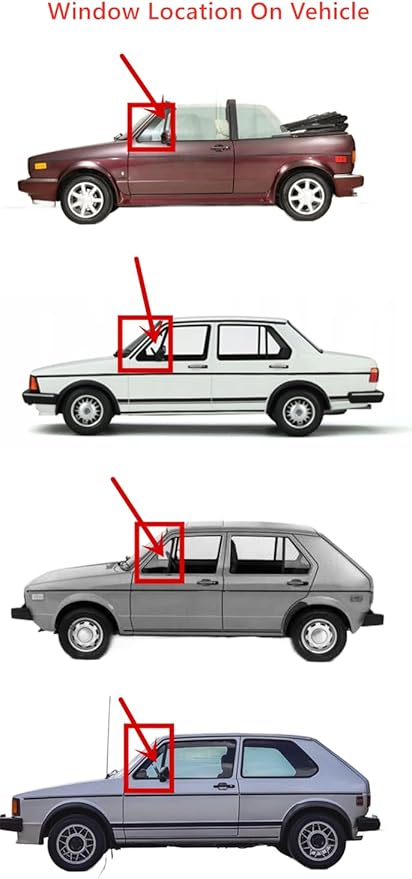 Stationary Tempered Driver Left Side Front Vent Window Vent Glass Compatible with Volkswagen Cabriolet 1985-1993 / Rabbit Jetta 1975-1984 Models (Not For Rabbit Pickup)