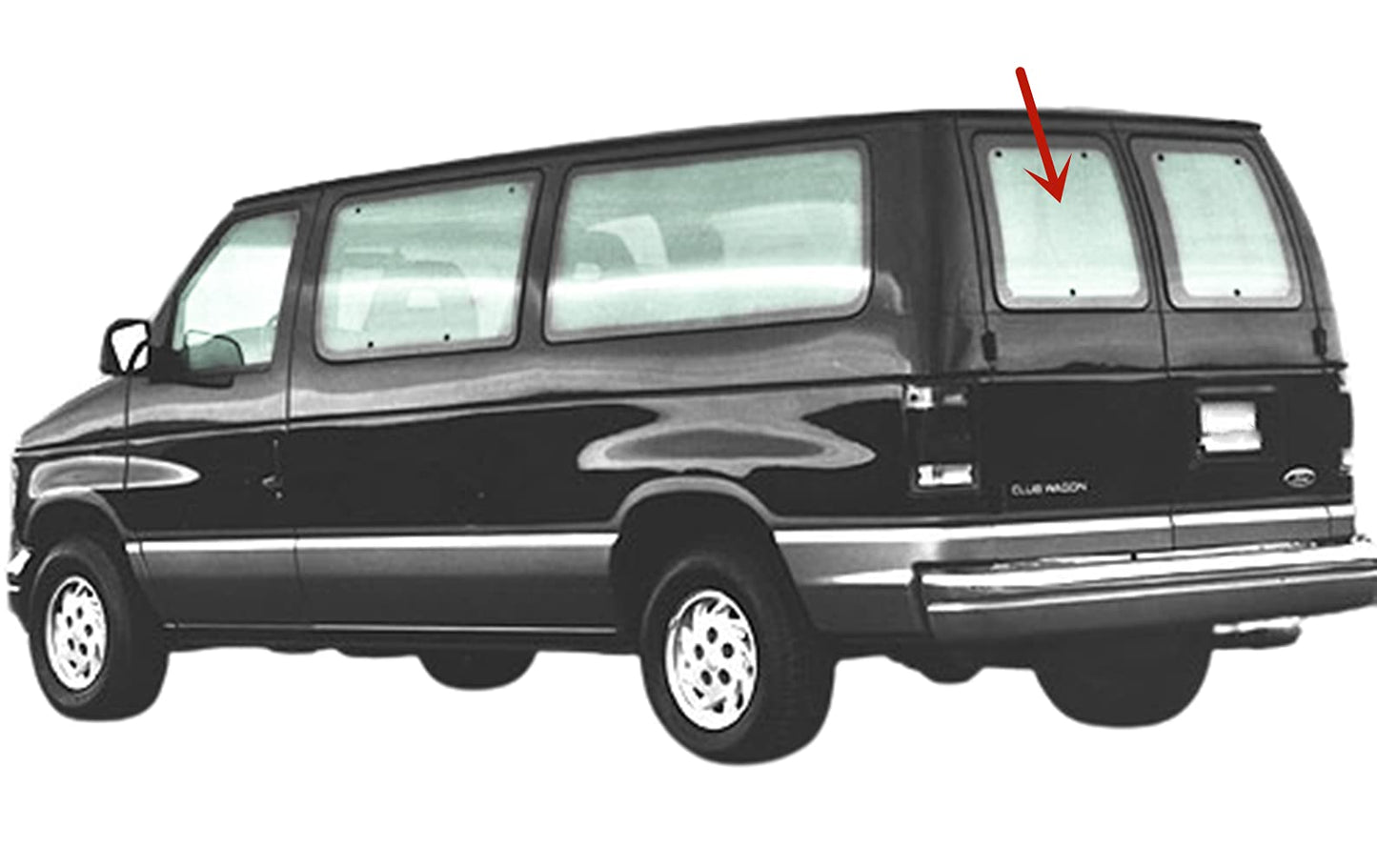 Movable Back Window Back Glass Driver Left Side Compatible with Ford Econoline 1992-1995 Models