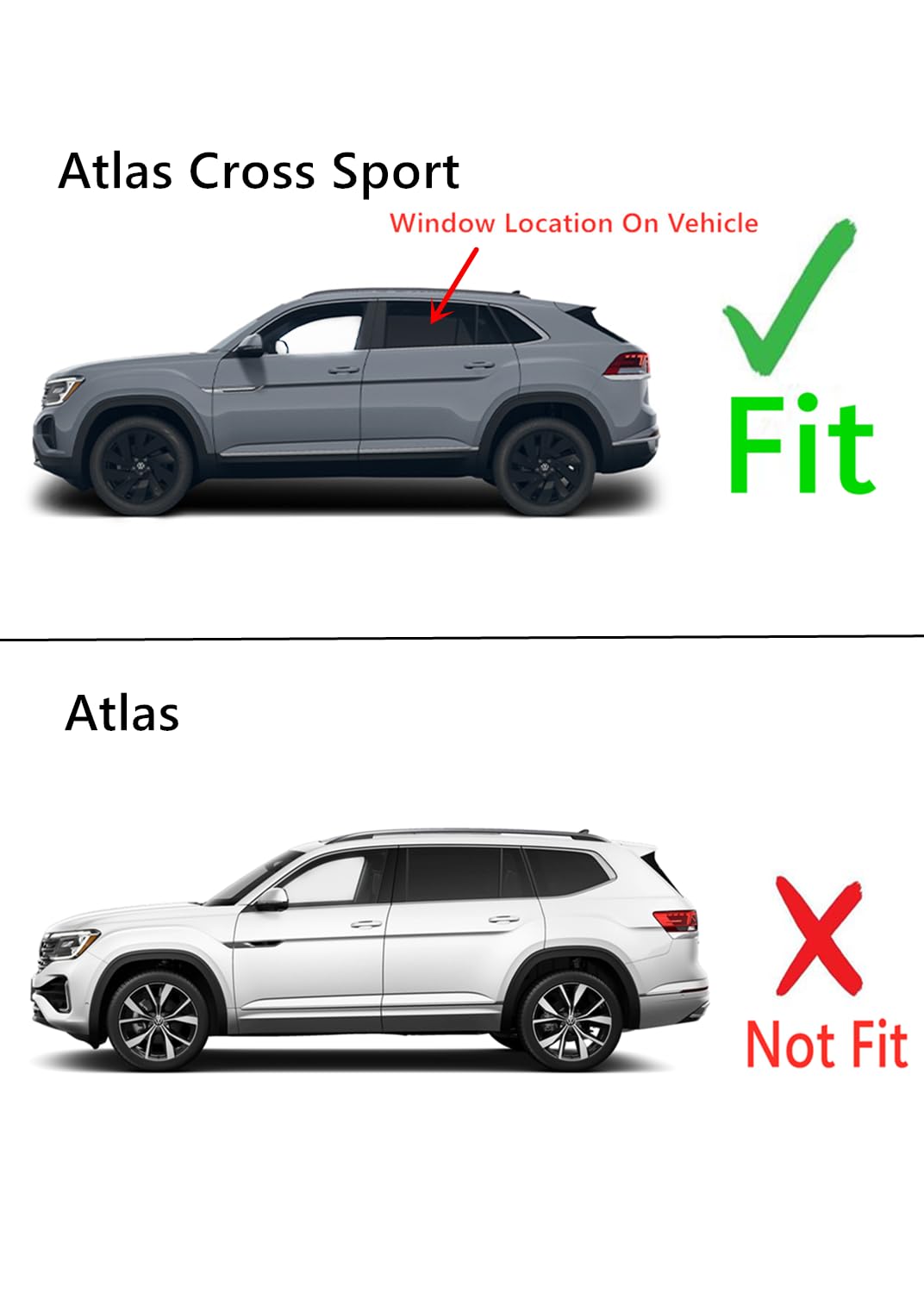 Tempered Driver Left Side Rear Door Window Door Glass Compatible with Volkswagen Atlas Cross Sport 2020-2025 Models