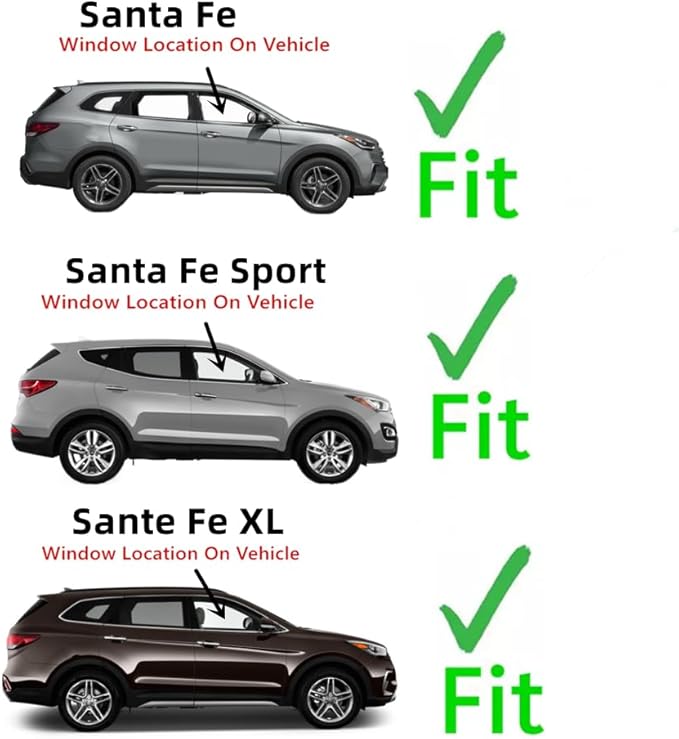 Passenger Right Side Front Door Window Door Glass Compatible with Hyundai Santa Fe 2013-2018 Models / Santa Fe Sport 2013-2018 Models / Santa Fe XL 2019 Models