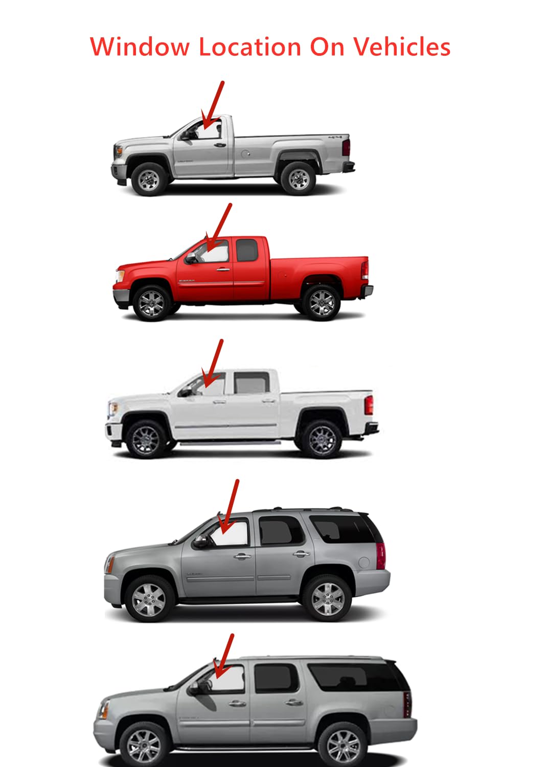 Tempered Driver Left Side Front Door Window Door Glass Compatible with GMC Sierra 1500 2012-2013 / Sierra 2500 . Sierra 3500 . Yukon . Yukon XL 2012-2014 Models