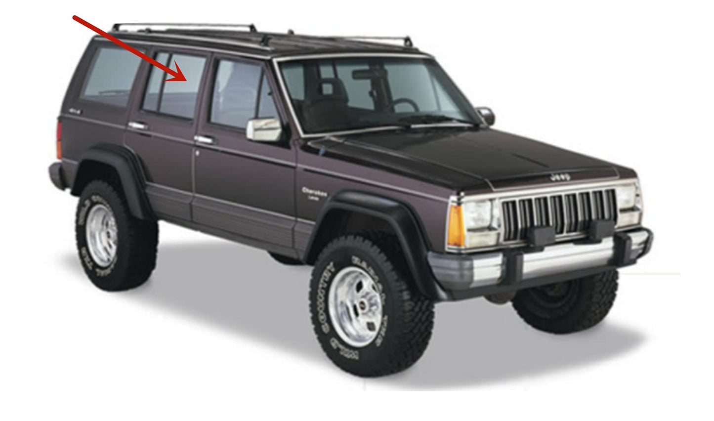 Passenger Right Side Rear Door Window Door Glass Compatible with Jeep Cherokee/Wagoneer 1984-2001 4 Door Models