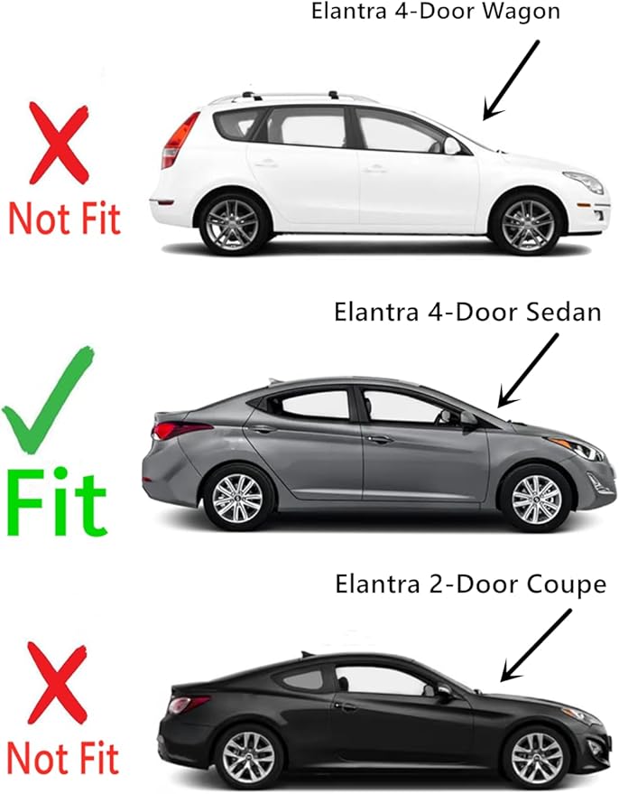 Passenger Right Side Rear Door Window Door Glass Compatible with Hyundai Elantra 4 Door Sedan 2011-2016 Models