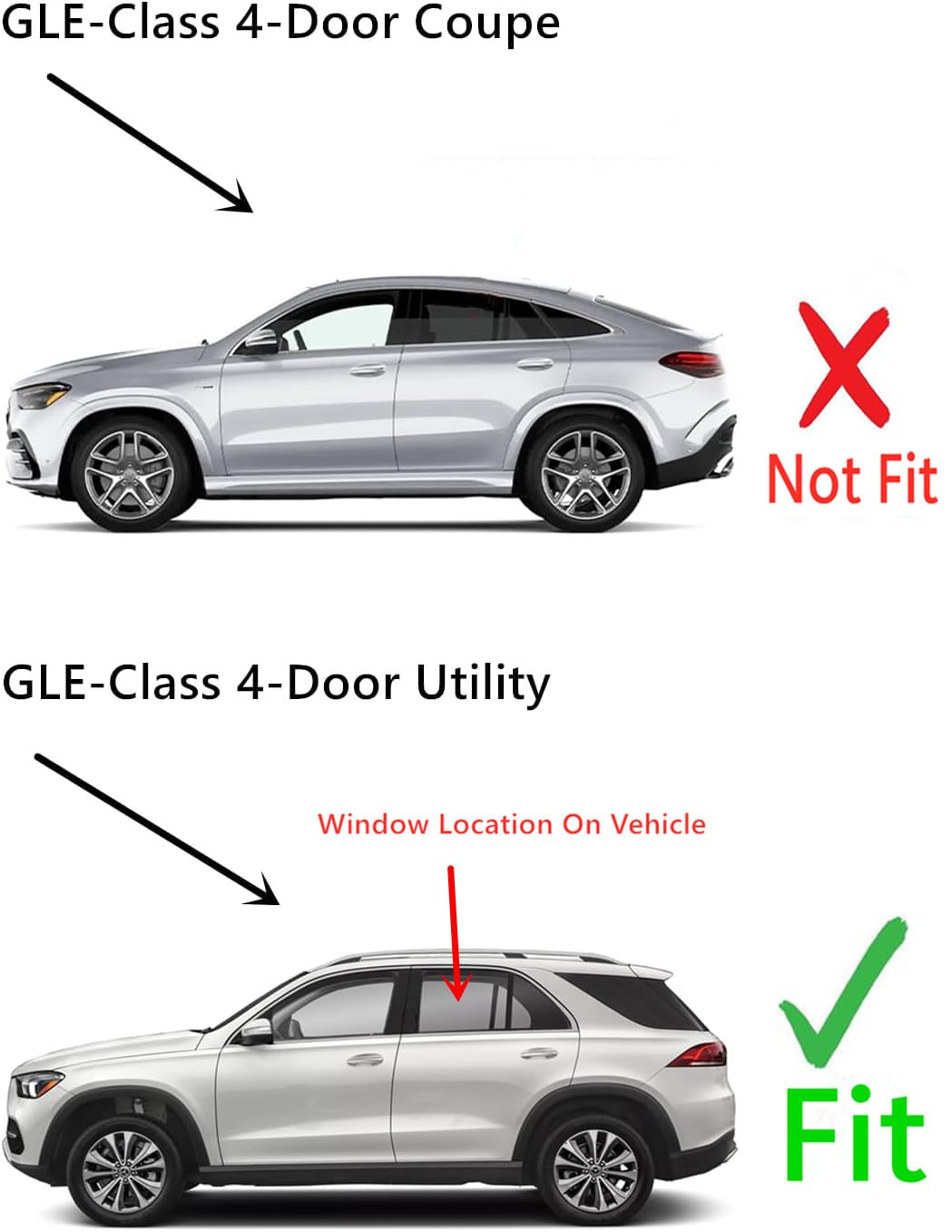 Tempered Driver Left Side Rear Door Window Door Glass Compatible with Mercedes Benz GLE-Class GLE350 GLE43 GLE450 GLE53 GLE580 GLE63 2020-2025 4-Door SUV Models