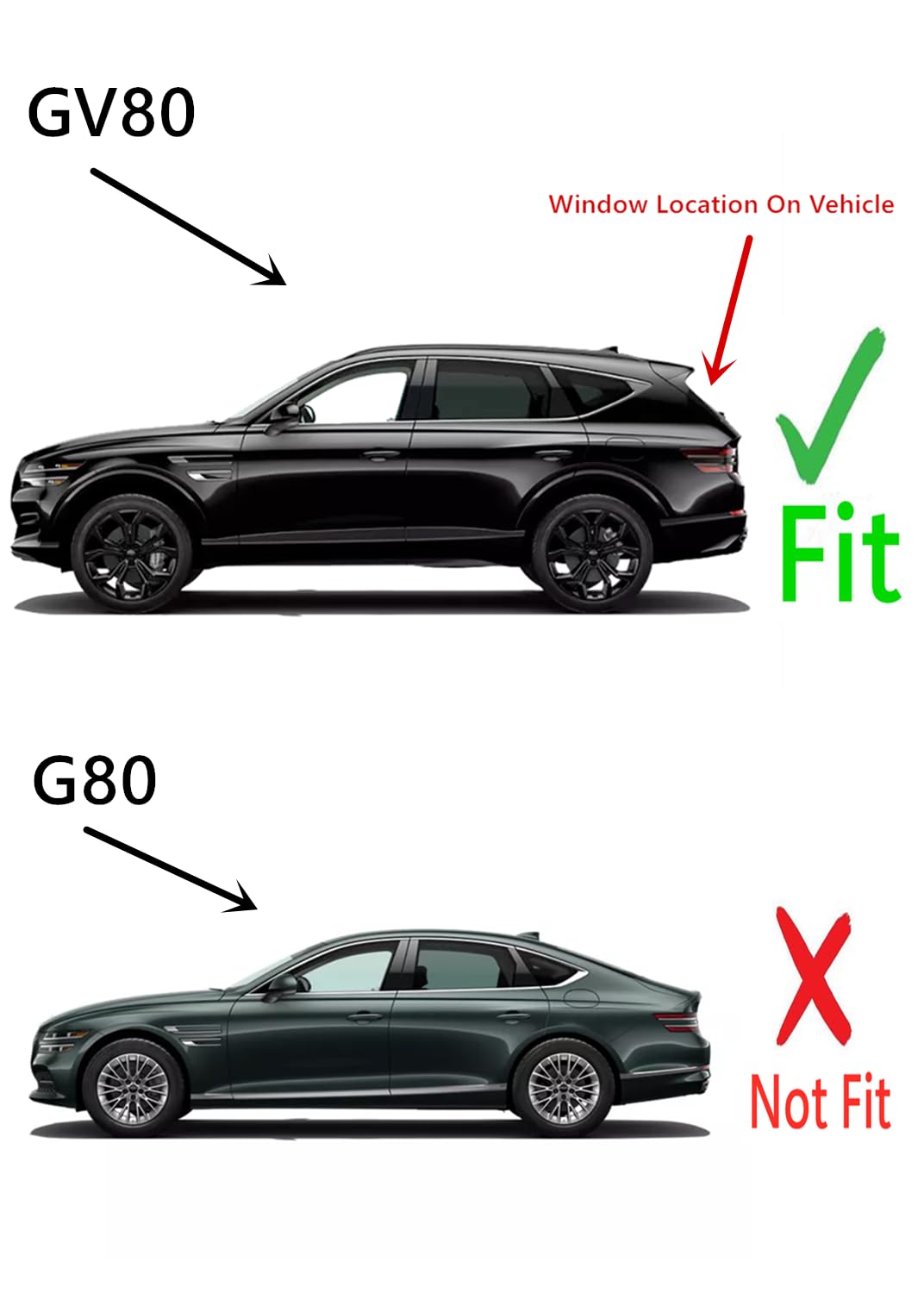 Heated Rear Tailgate Liftgate Back Window Back Glass Compatible with Genesis GV80 2021-2024 Models