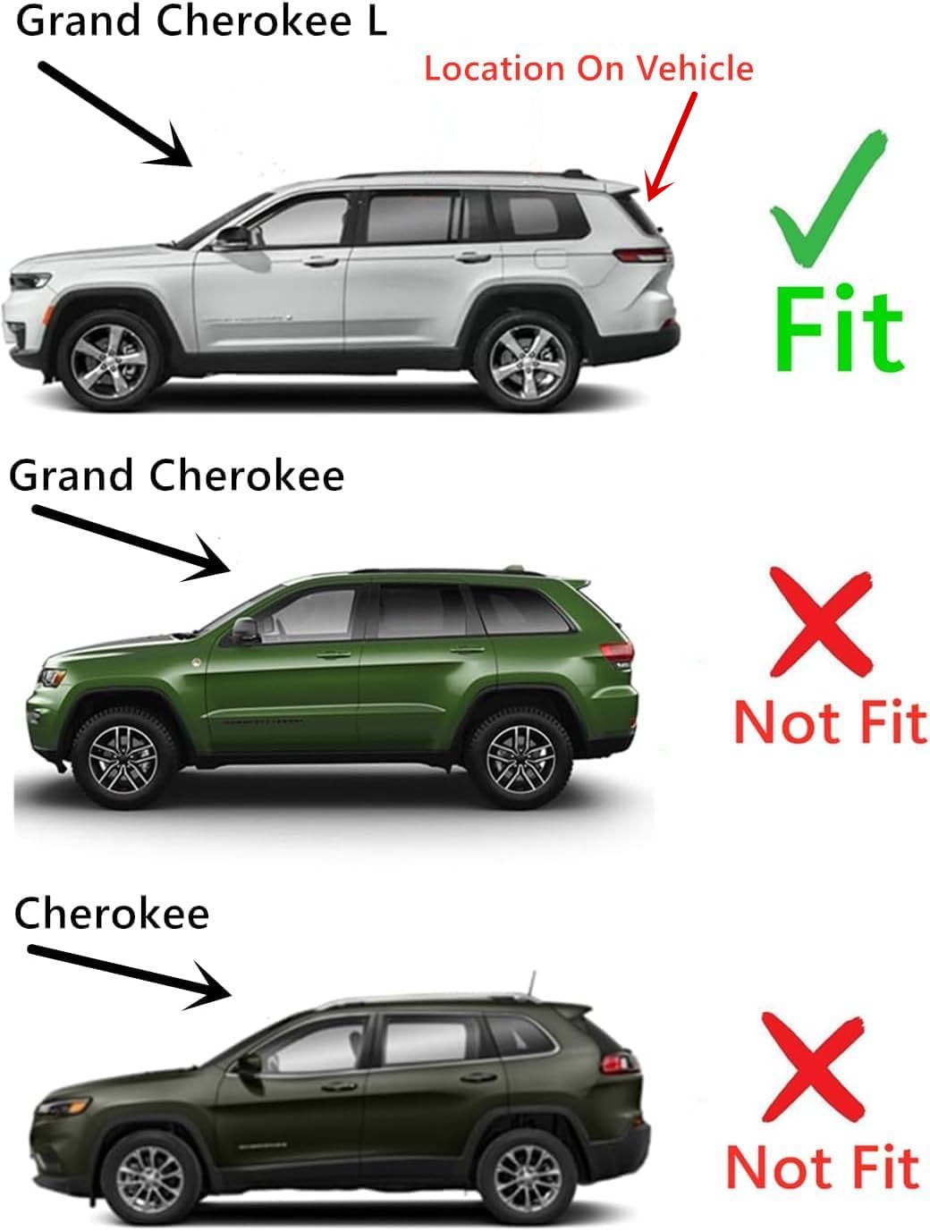 Heated Rear Back Tailgate Liftgate Window Back Glass Compatible with Jeep Grand Cherokee L (Longe Wheel Base) 2021-2025 Models (Not For Vehicle Has RearView Mirror)