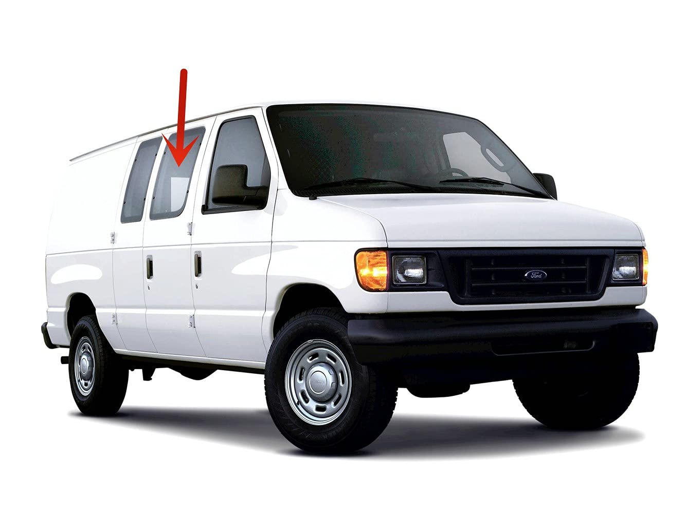 Stationary Passenger Right Side Front Hinged Body Side Door Window Door Glass Compatible with Ford Econoline 1992-2016 Models