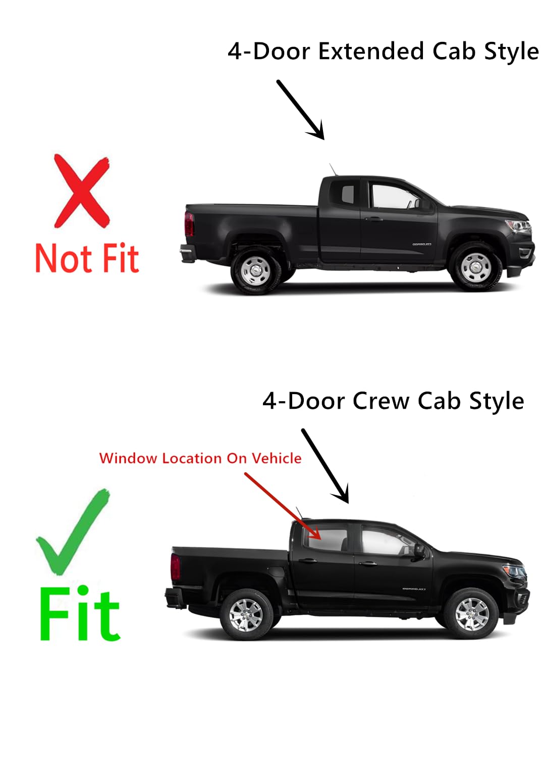 Tempered Passenger Right Side Rear Door Window Door Glass Compatible with Chevrolet Colorado / GMC Canyon 2015-2022 4-Door Crew Cab Models