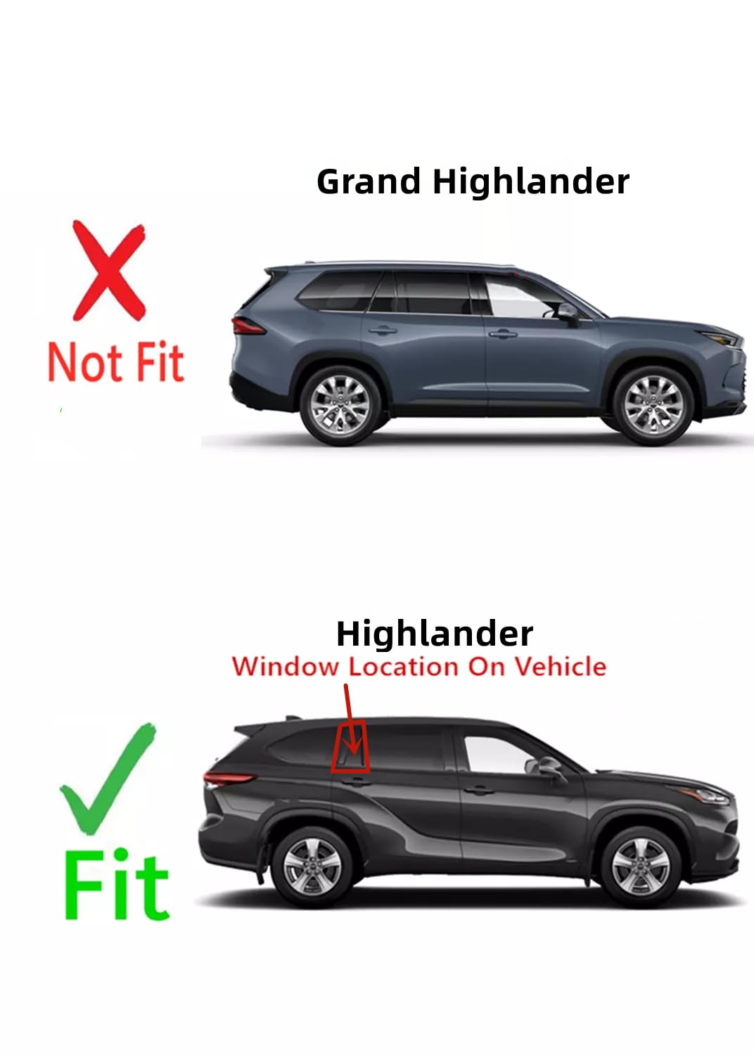 Passenger Right Side Rear Vent Window Vent Glass Compatible with Toyota Highlander 2020-2025 Models