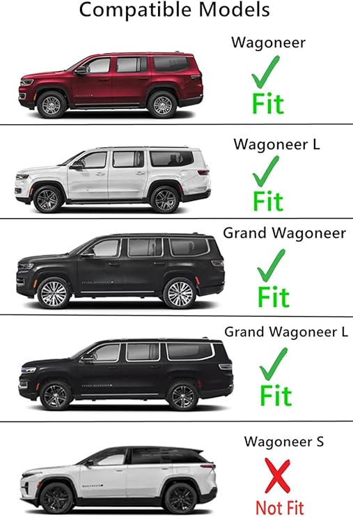 Chrome Trim Heated Rear Back Tailgate Liftgate Window Glass Compatible with Jeep Wagoneer / Wagoneer L / Grand Wagoneer / Grand Wagoneer L 2022-2025 Models