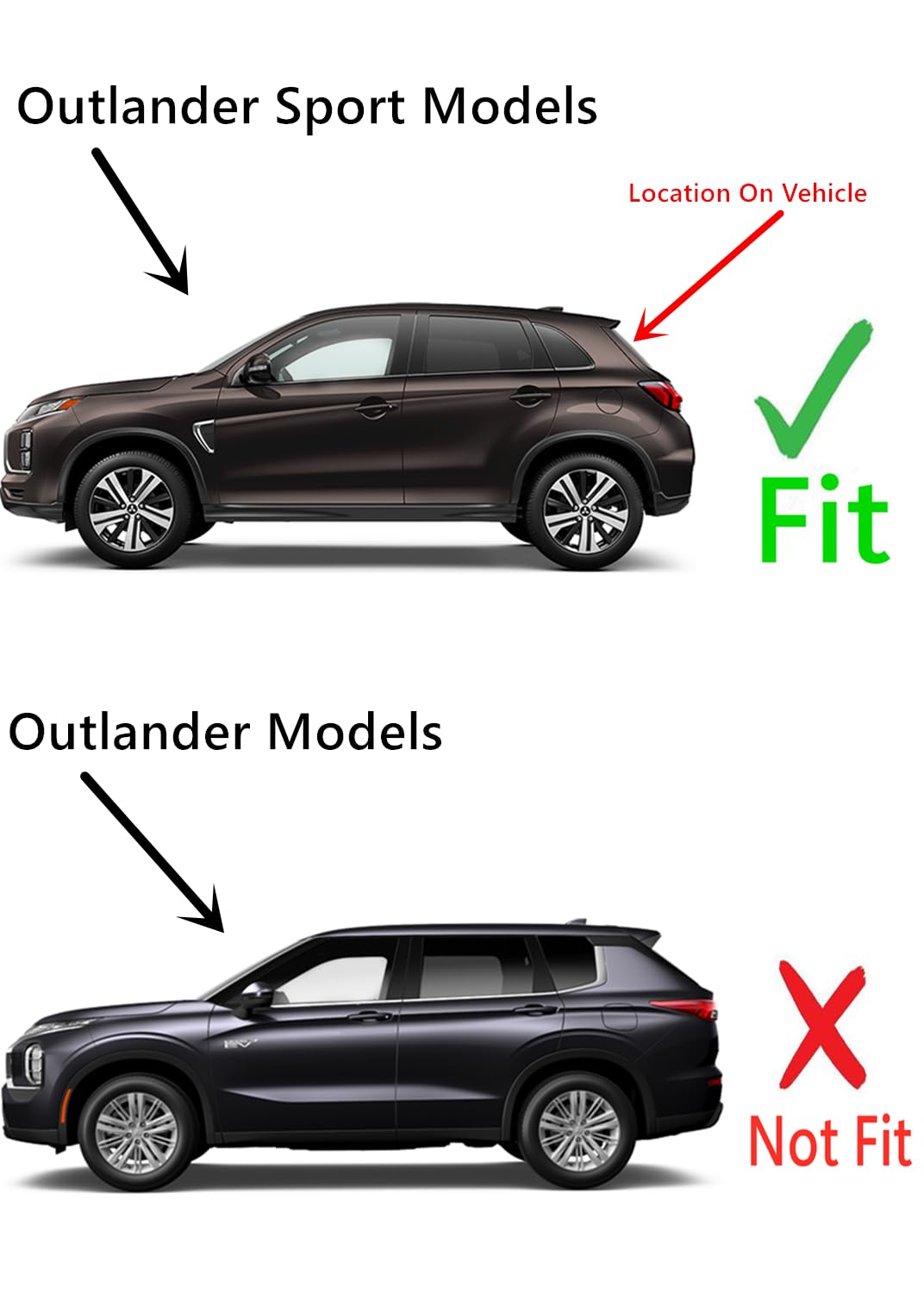 Heated Back Tailgate Window Back Glass Compatible with Mitsubishi Outlander Sport 2011-2025 Models