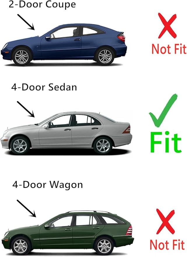 Driver Left Side Rear Door Window Door Glass Compatible with Mercedes Benz C230 C240 C320 C32AMG C55AMG 4 Door Sedan 2001-2005 Models