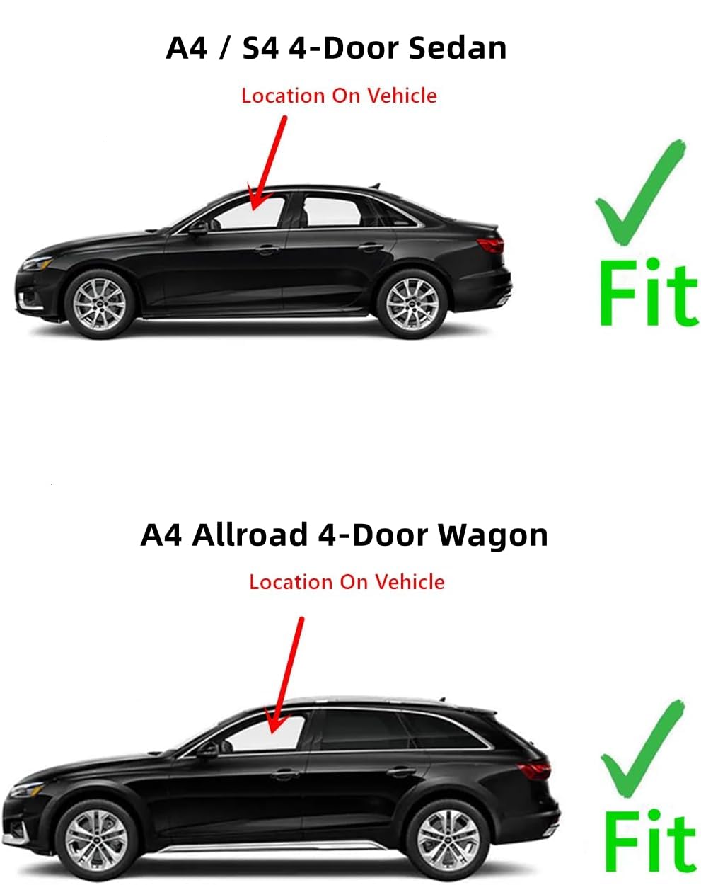 Tempered Driver Left Side Front Door Window Door Glass Compatible with Audi A4 / S4 / A4 Allroad 2017-2025 Models