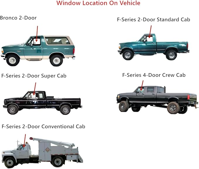 Driver Left Side Front Door Window Door Glass Compatible with Ford Bronco F150 F250 1991-1996 / F250HD F350 F450 F-Series Super Duty 1991-1997 / F600 F700 F800 1991-1999 With Vent Glass Style Models