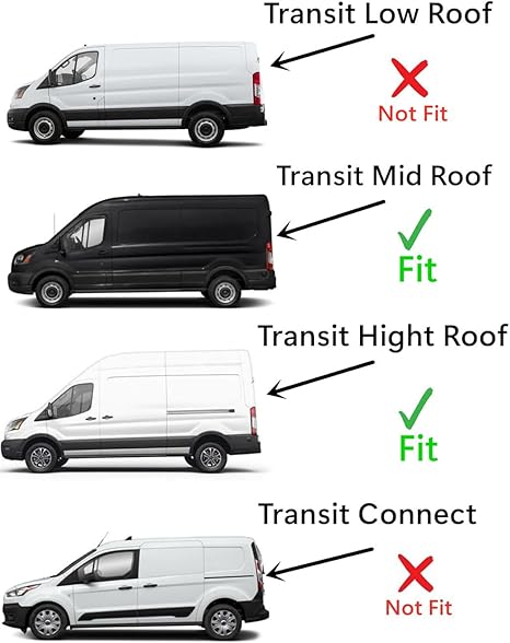 OE Heated Back Window Back Glass Driver Left Side Compatible with Ford Transit 100.8" Mid-Roof & 110.2" High-Roof 2015-2025 Models (Not for Transit Connect or Low-Roof Transit)