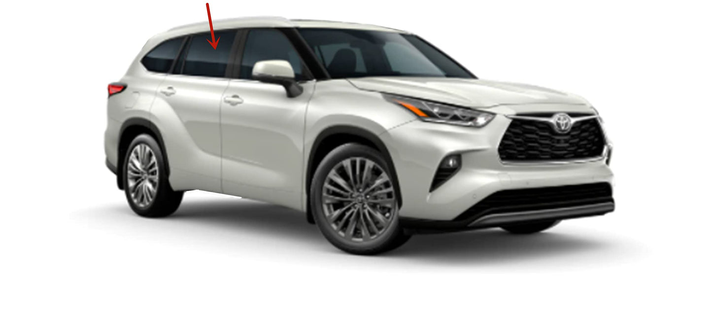 Passenger Right Side Rear Door Window Door Glass Compatible with Toyota Highlander 2014-2019 Models