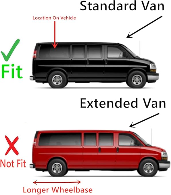 Tempered Passenger Right Side Rear Quarter Window Quarter Glass Compatible with Chevrolet Express/GMC Savana 1996-2025 Standard Van Only