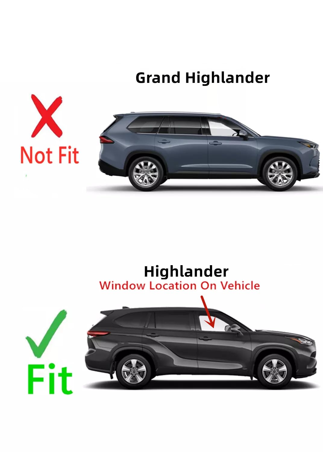 Tempered Passenger Right Side Front Door Window Door Glass Compatible with Toyota Highlander 2020-2025 Models