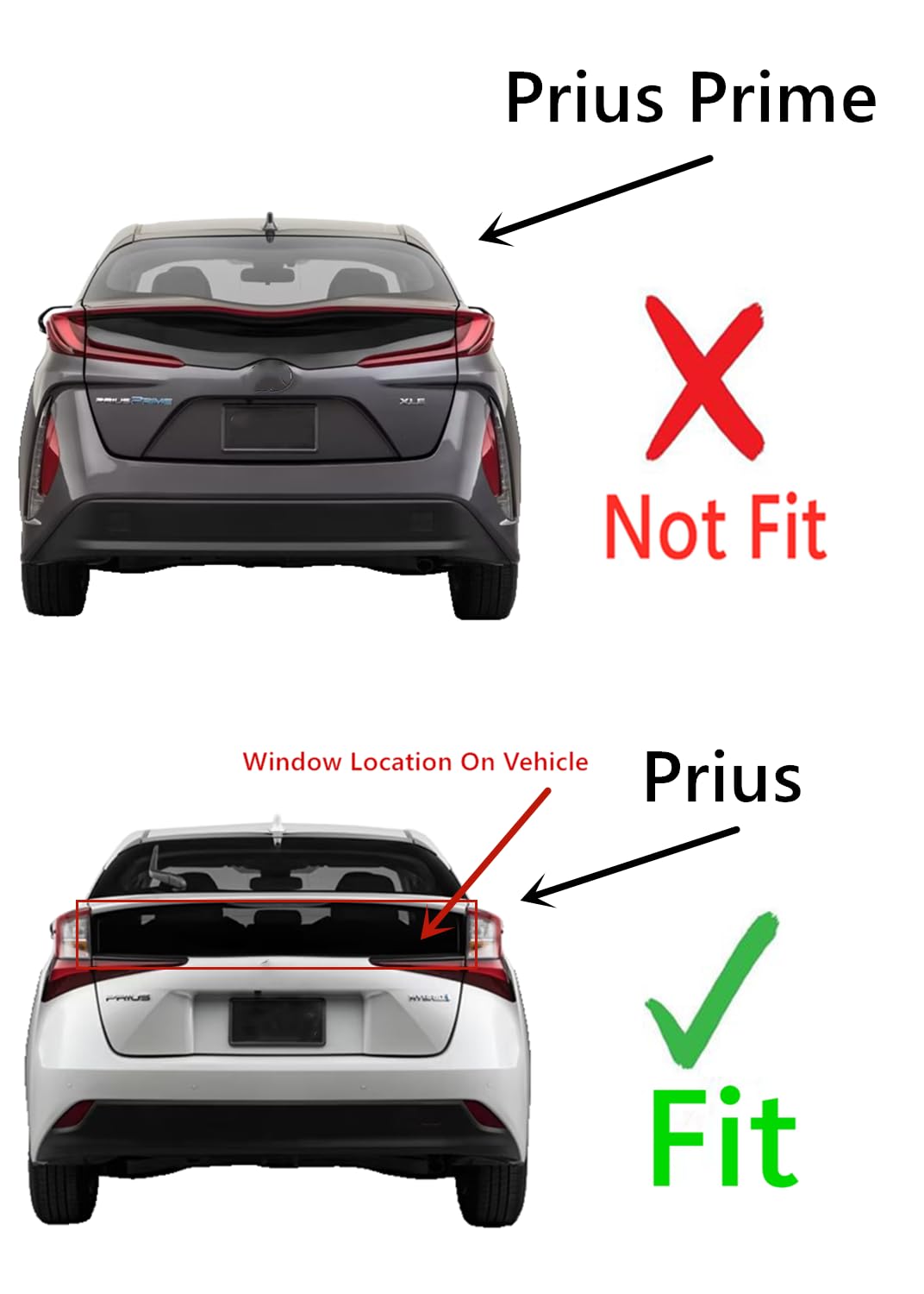 Factory Privacy Tinted Tempered Heated Lower Back Window Back Glass Compatible with Toyota Prius 2016-2022 Models (Not For Prius Prime, C, Or V)
