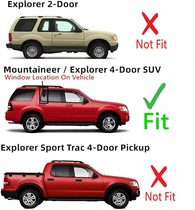 Passenger Right Side Rear Vent Window Vent Glass Compatible with Ford Explorer 2002-2010 4 Door Models