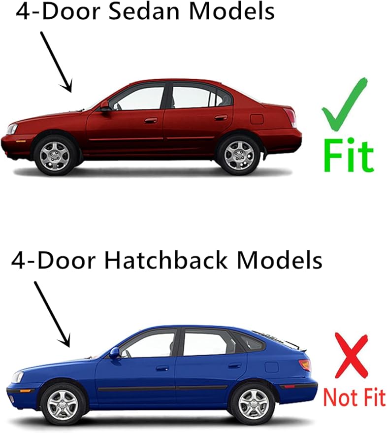 Driver Left Side Rear Door Window Door Glass Compatible with Hyundai Elantra 4 Door Sedan 2001-2006 Models