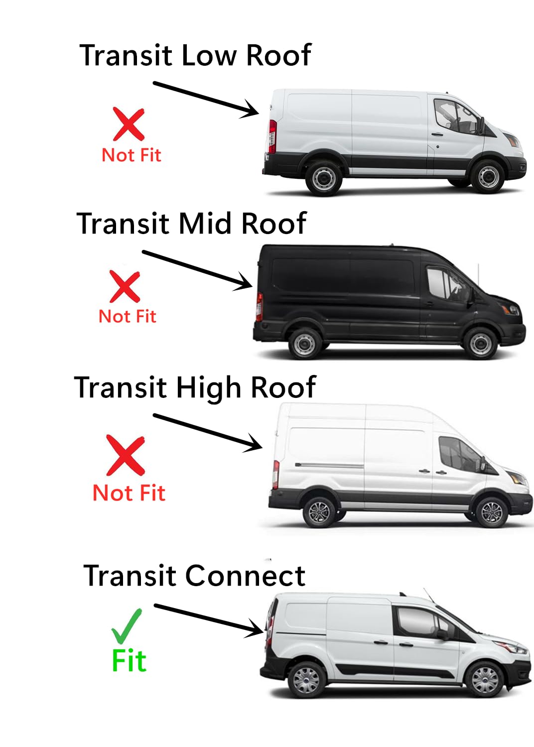 W/O Wiper Hole Style Back Window Back Glass Compatible with Ford Transit Connect 2014-2022 Models
