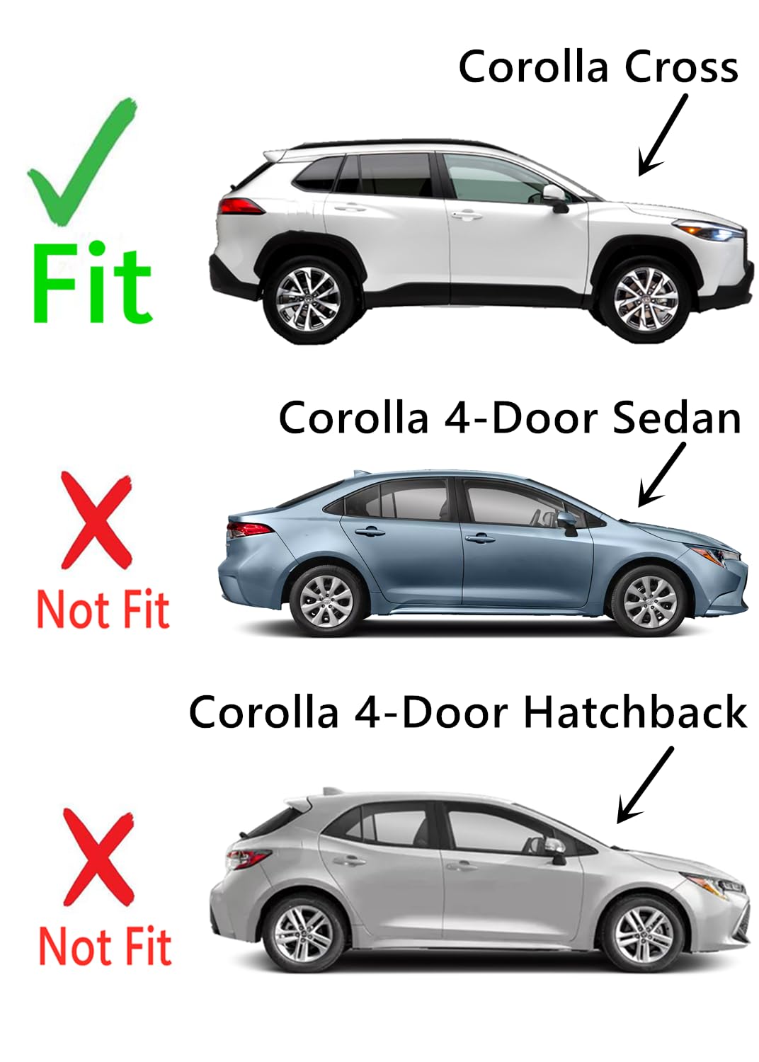 Glass Only Tempered Passenger Right Side Rear Vent Window Vent Glass Compatible with Toyota Corolla Cross 2022-2025 Models (Not For Corolla)