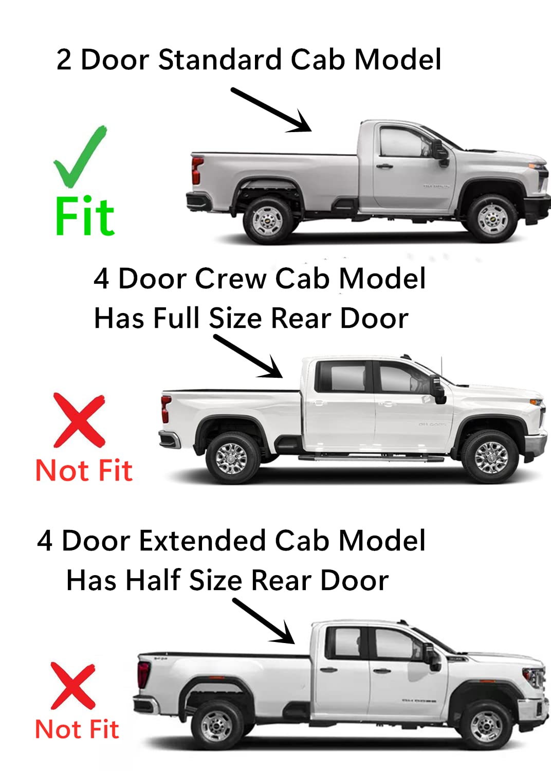 Tempered Passenger Right Side Door Window Door Glass Compatible with Chevrolet Silverado 2500 3500 2020-2025 GMC Sierra 2500 3500 2020-2025 2-Door Standard Cab Pickup Models