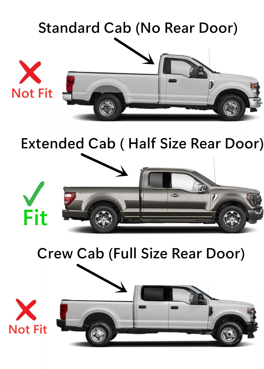 OE Passenger Right Side Rear Door Window Door Glass Compatible with Ford F150 2015-2020 2 Door Super Cab Models/Ford F250 F350 F450 F550 2017-2022 2 Door Super Cab Models