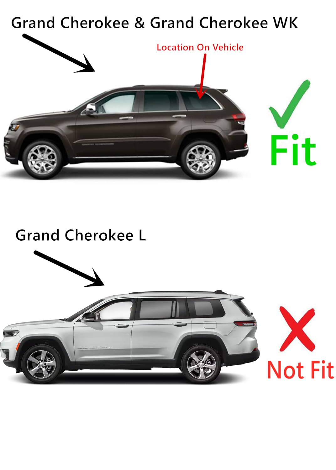 Tempered Chrome Molding Style Driver Left Side Rear Quarter Window Quarter Glass Compatible with Jeep Grand Cherokee 2014-2021 Grand Cherokee WK 2021-2022 Models