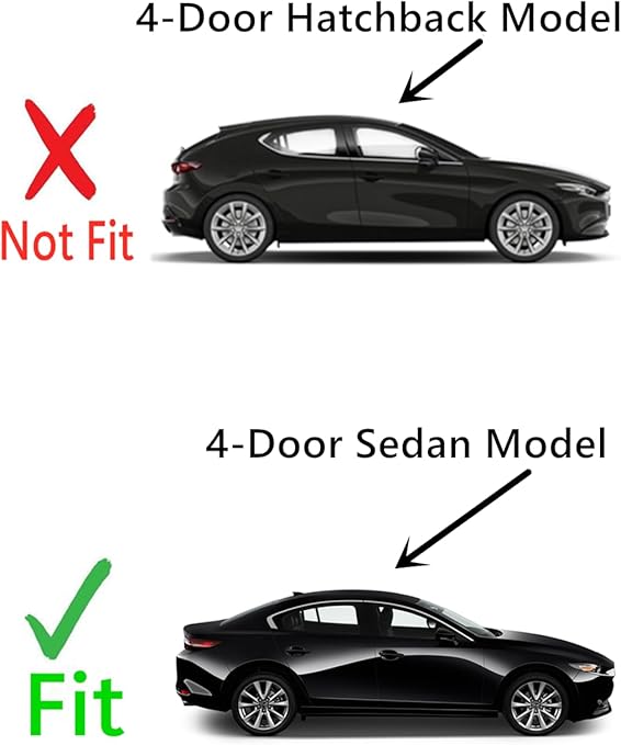 Passenger Right Side Rear Door Window Door Glass Compatible with Mazda 3 4-Door Sedan 2019-2025 Models