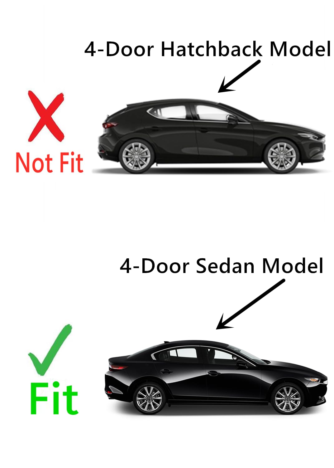 Tempered Passenger Right Side Front Door Window Door Glass Compatible with Mazda 3 4-Door Sedan 2019-2025 Models