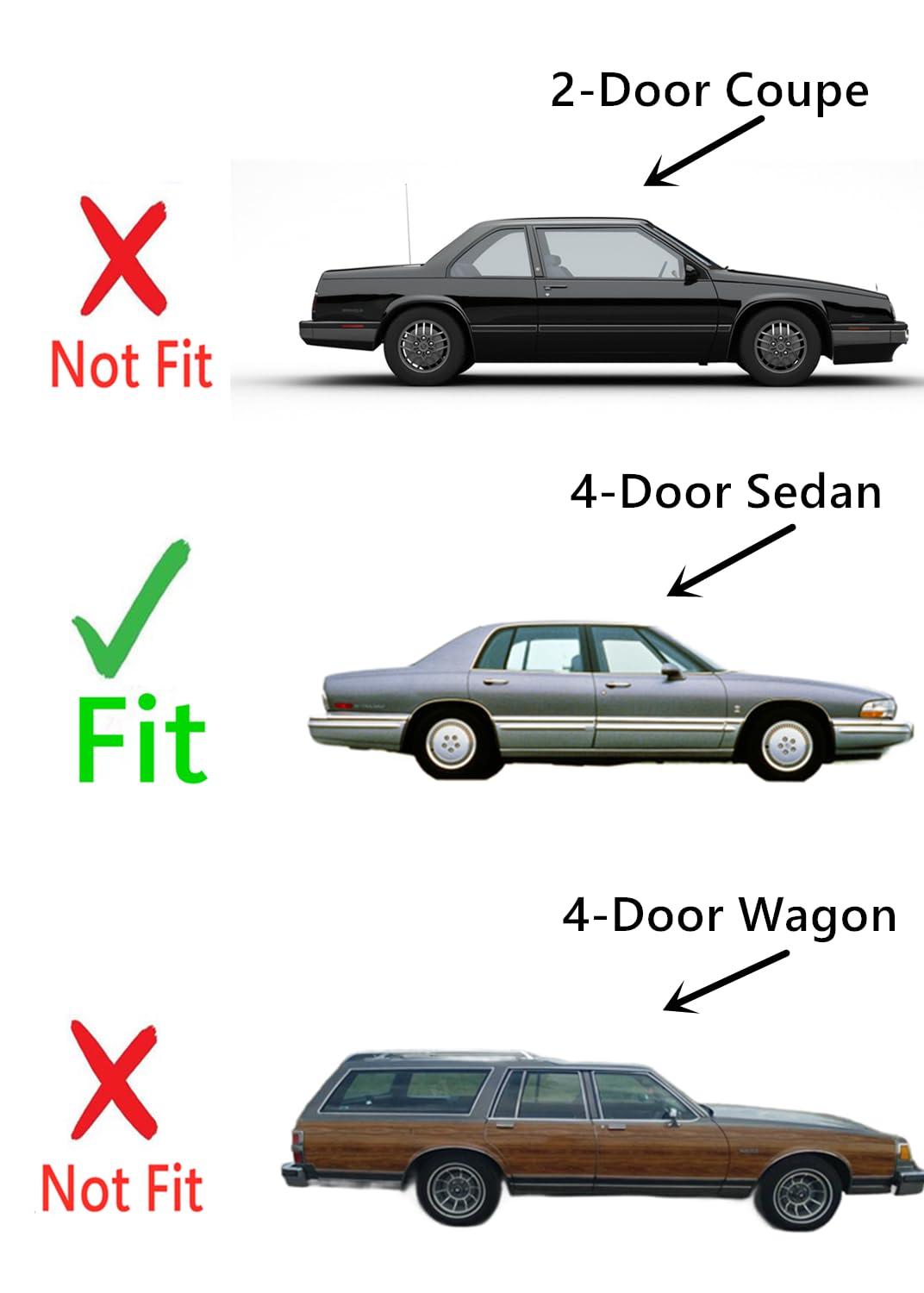 Passenger Right Side Rear Door Window Glass Compatible with Buick Electra / Oldsmobile Ninety-Eight 1987-1990 & Buick LeSabre / Oldsmobile Delta Eighty-Eight / Pontiac Bonneville 1987-1991 4-Dr Sedan
