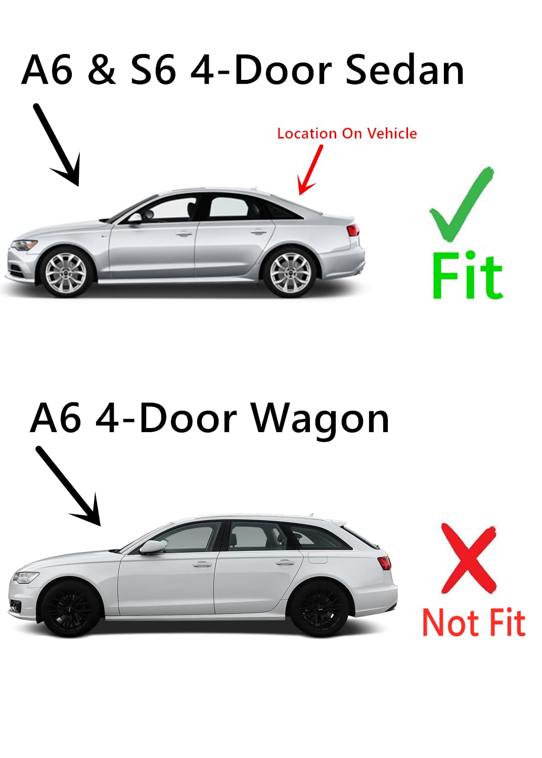 With Antenna Style Heated Rear Back Window Back Glass Compatible with Audi A6 A6-Quattro S6 4-Door Sedan 2012-2018 Models (Not For Wagon Style)