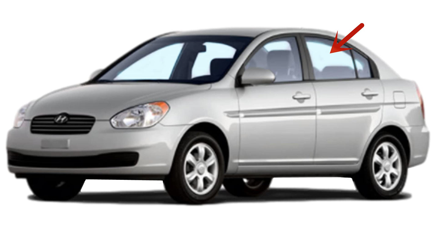Driver Left Side Rear Door Window Door Glass Compatible with Hyundai Accent 4 Door Sedan 2006-2011 Models