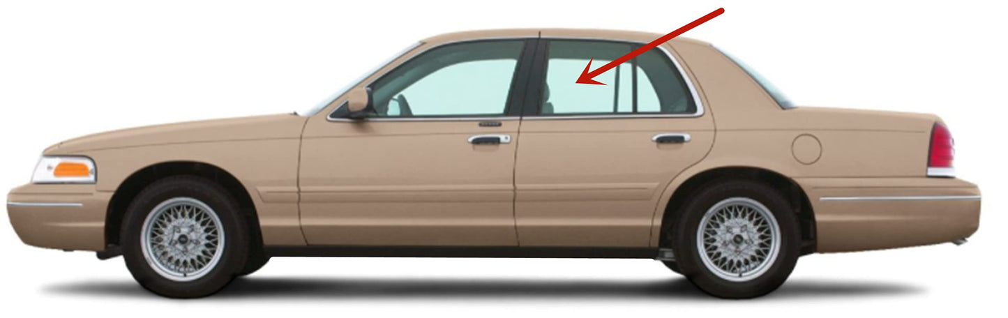 Driver Left Side Rear Door Window Door Glass Compatible with Ford Crown Victoria 1998-2011 Models