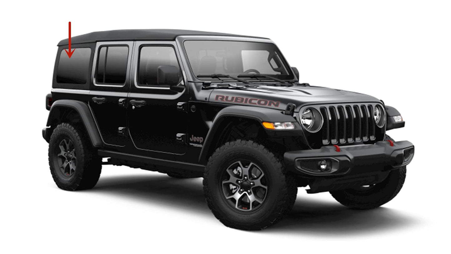 Passenger Right Side Quarter Window Quarter Glass Compatible with Jeep Wrangler 2018-2025 4 Door Models