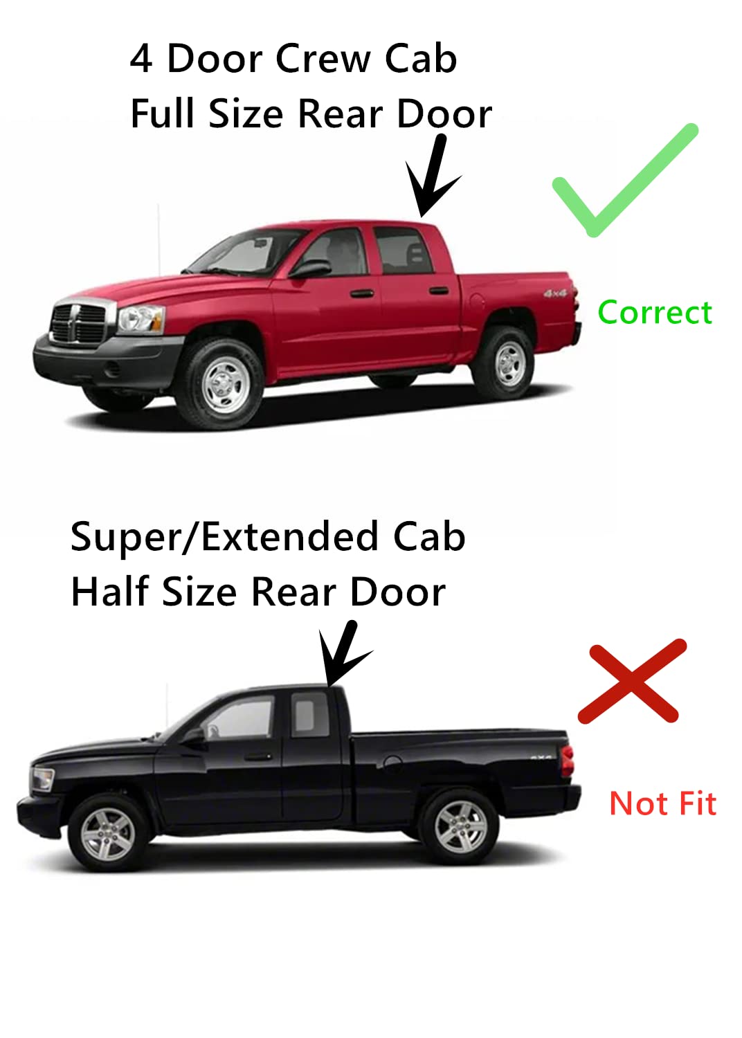 Driver Left Side Rear Door Window Door Glass Compatible with Dodge Ram Dakota / Mitsubishi Raider 4 Door Crew Cab Pickups 2005-2011 Models