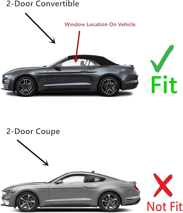 OE Driver Left Side Door Window Door Glass Compatible with Ford Mustang 2-Door Convertible 2015-2023 Models