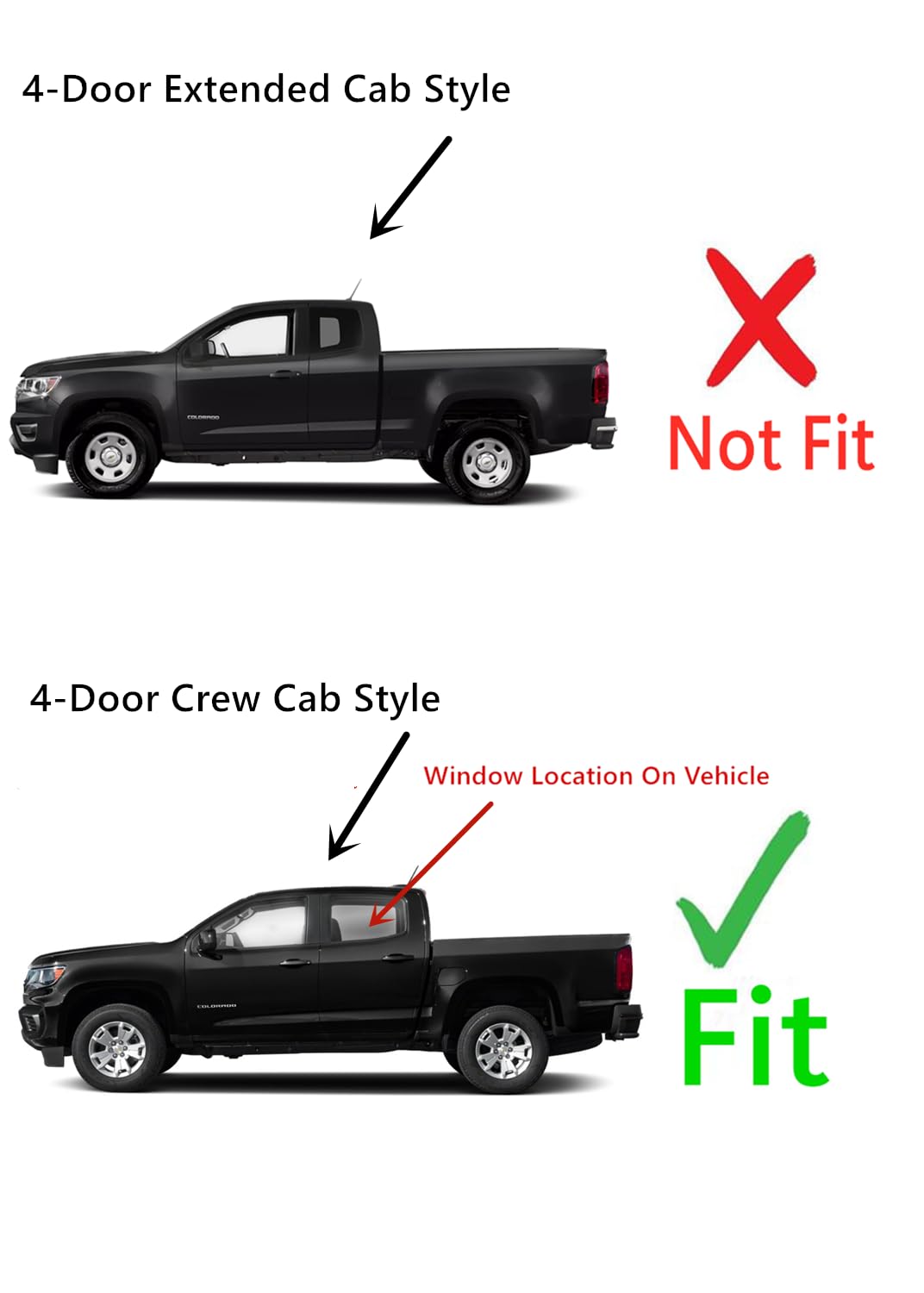 Tempered Driver Left Side Rear Door Window Door Glass Compatible with Chevrolet Colorado / GMC Canyon 2015-2022 4-Door Crew Cab Models