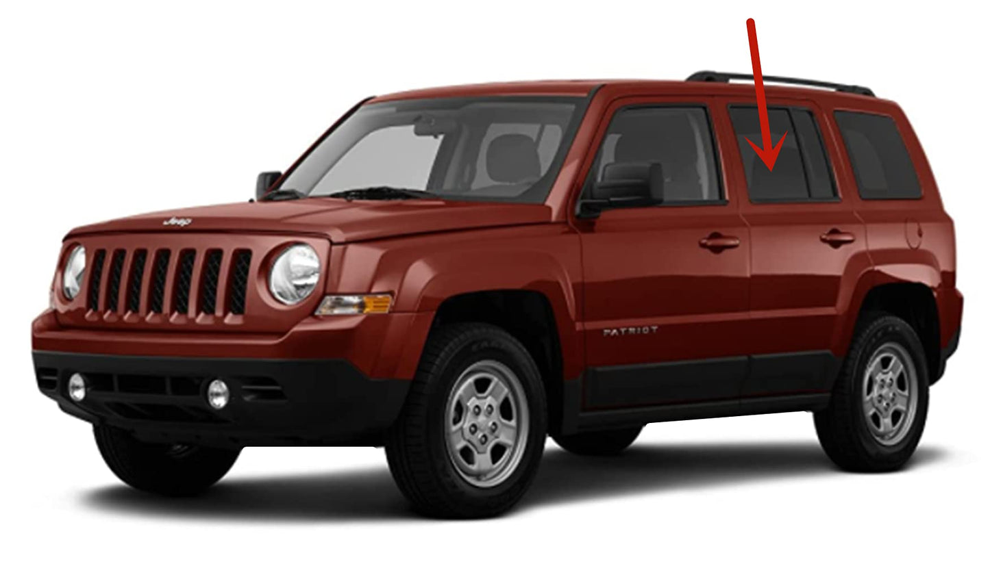 Driver Left Side Rear Door Window Door Glass Compatible with Jeep Patriot 2007-2017 Models