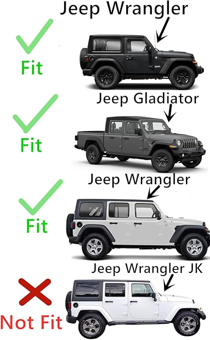 Tempered Passenger Right Side Front Door Window Door Glass Compatible with Jeep Wrangler 2018-2025 / Gladiator 2020-2025 Models