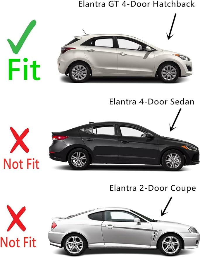 Passenger Right Side Rear Door Window Door Glass Compatible with Hyundai Elantra GT 4 Door Hatchback 2013-2017 Models