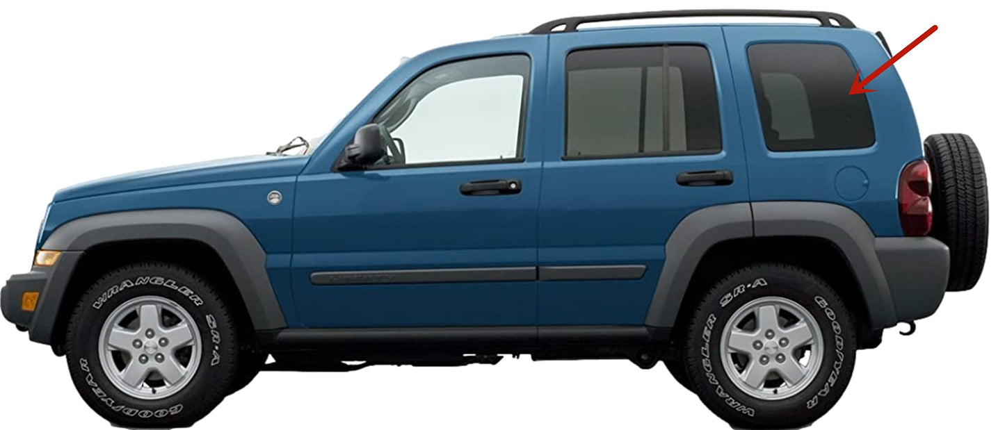 Driver Left Side Rear Quarter Glass Quarter Window Compatible with Jeep Liberty 2002-2007 Models