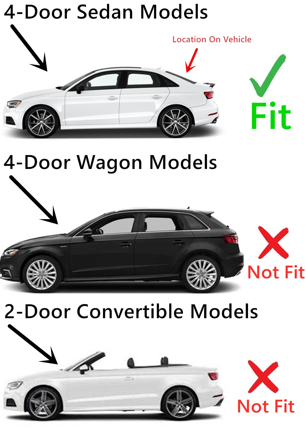 Heated Rear Back Window Back Glass Compatible with Audi A3 A3-Quattro S3 4-Door Sedan 2015-2020 Models