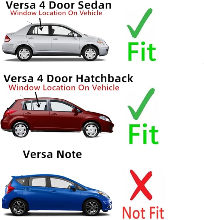 Passenger Right Rear Door Window Door Glass Compatible with Nissan Versa 4 Door Hatchback 2007-2013 Models / Versa 4 Door Sedan 2007-2011 Models
