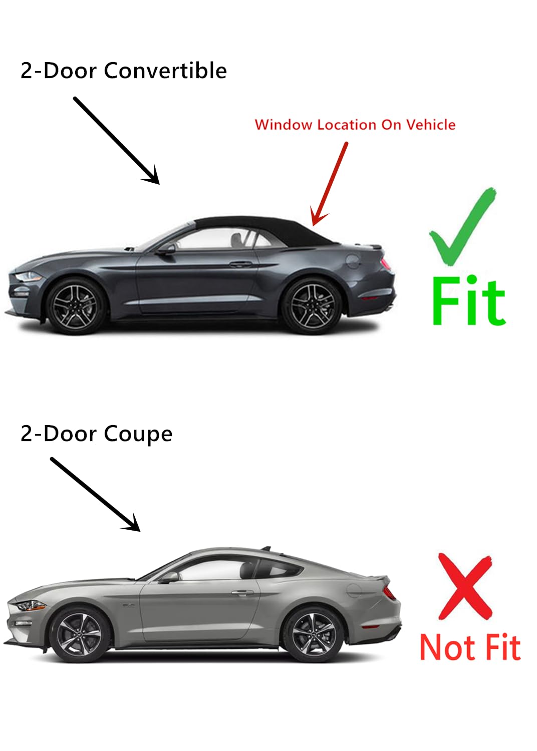 Heated Back Window Back Glass Compatible with Ford Mustang 2015-2023 2 Door Convertible Models