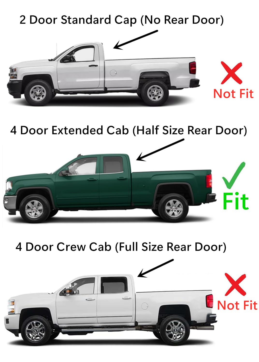 Driver Left Side Rear Door Window Door Glass Compatible with Chevrolet Silverado/GMC Sierra 1500 4 Door Extended Cab 2014-2018 Models/2500 3500 4 Door Extended Cab 2015-2019 Models