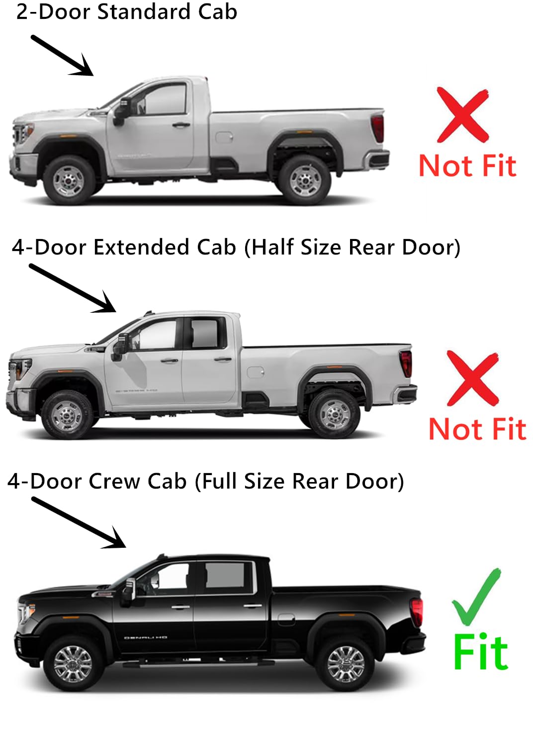 Driver Left Side Rear Door Window Door Glass Compatible with Chevrolet Silverado 2500/3500 2020-2025 & GMC Sierra 2500/3500 2020-2025 4 Door Crew Cab Pickup (Full Size Rear Door) Models